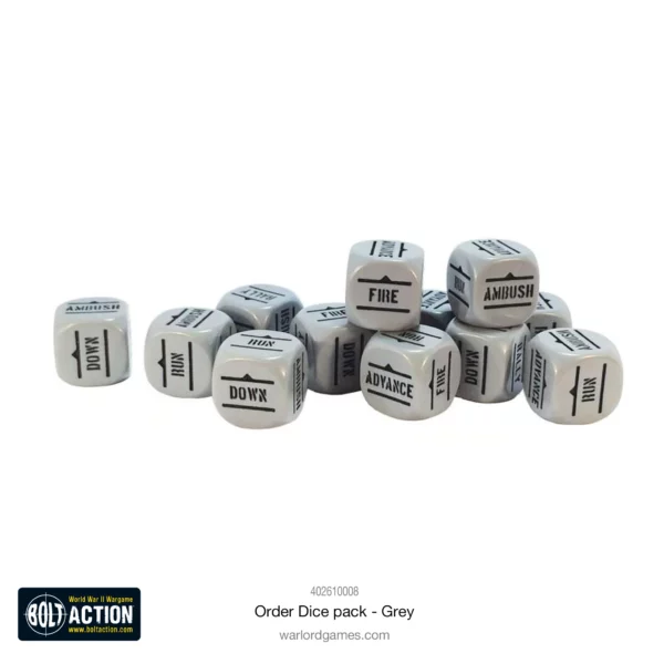 Bolt Action: Orders Dice Pack - Grey - Imagen 2