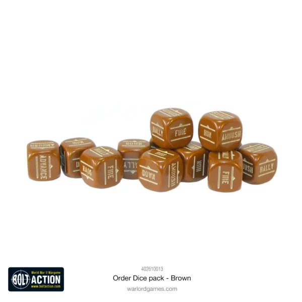 Bolt Action: Orders Dice Pack - Brown - Imagen 2