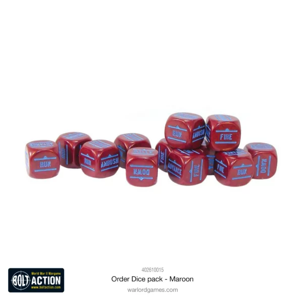 Bolt Action: Orders Dice Pack - Maroon - Imagen 2